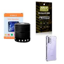 Kit Caixa de Som Bluetooth + Capinha Samsung A52S 5G + Película 3D - AGold