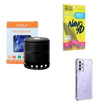 Kit Caixa de Som Bluetooth + Capinha Samsung A52S 5G + Película 9D - AGold