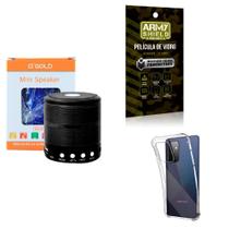 Kit Caixa de Som Bluetooth + Capinha Samsung A72 + Película 3D