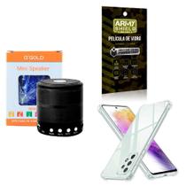 Kit Caixa de Som Bluetooth + Capinha Samsung A73 + Película 3D - AGold