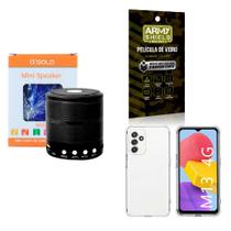 Kit Caixa de Som Bluetooth + Capinha Samsung M13 + Película 3D - AGold