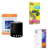 Kit Caixa de Som Bluetooth + Capinha Samsung M62 + Película 9D