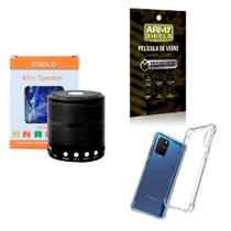 Kit Caixa de Som Bluetooth + Capinha Samsung S10 Lite + Película 3D