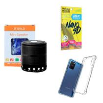 Kit Caixa de Som Bluetooth + Capinha Samsung S10 Lite + Película 9D - AGold