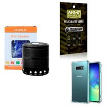 Kit Caixa de Som Bluetooth + Capinha Samsung S10e + Película 3D - AGold