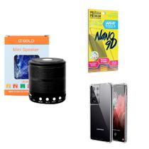 Kit Caixa de Som Bluetooth + Capinha Samsung S21 Ultra + Película 9D