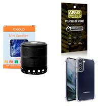 Kit Caixa de Som Bluetooth + Capinha Samsung S22 + Película 3D