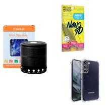Kit Caixa de Som Bluetooth + Capinha Samsung S22 Plus + Película 9D