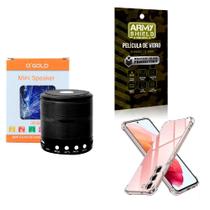 Kit Caixa de Som Bluetooth + Capinha Samsung S23 Plus + Película 3D - AGold
