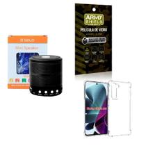 Kit Caixa De Som + Capinha Motorola G200 + Película 3D