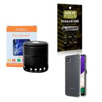 Kit Caixa De Som + Capinha Samsung A22 5G + Película 3D