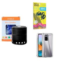 Kit Caixa De Som + Capinha Xiaomi Mi Note 10 + Película 9D