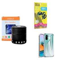 Kit Caixa De Som + Capinha Xiaomi Mi Note 10S + Película 9D