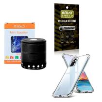 Kit Caixa De Som + Capinha Xiaomi Redminote 10 + Película 3D