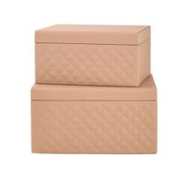 Kit Caixa Decorativa Bege Rosado - 2 peças