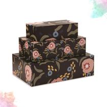 Kit caixa decorativa e organizadora flores - 3 pçs