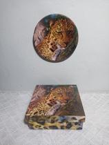 Kit caixa em mdf decorada + prato em cerâmica decorado - LuzArte
