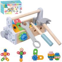 Kit Caixa Ferramentas Madeira Montessori Brinquedo Pedagogico Didatico Criatividade Coordenacao Motora Montessori TEA Autismo Educativo Kizumba