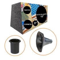 Kit Caixa Madeira Trio 1x12 Polegadas Americana + Duto + Corneta Kit Caixa Madeira Trio 1x12 Polegadas Americana + Duto + Corneta