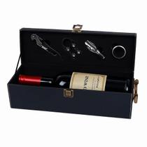 Kit Caixa Maleta para Vinho com 4 Acessórios