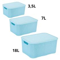 Kit Caixa Organizadora 18L + 7L + 3,5L Azul - Monte Libano Kit Caixa Organizadora 18L + 7L + 3,5L Azul - Monte Libano