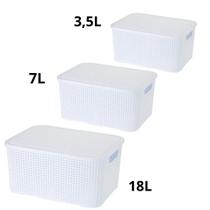 Kit Caixa Organizadora 18L + 7L + 3,5L Branco - Monte Libano Kit Caixa Organizadora 18L + 7L + 3,5L Branco - Monte Libano