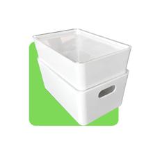 Kit Caixa Organizadora 4L + 2,8L Branca Com Tampa Acrílica