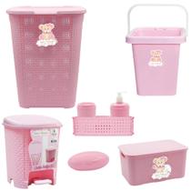 Kit Caixa Organizadora Cesto de roupas Rattan bebê Balde Lixeira Saboneteira - Menino ou Menina Kit Caixa Organizadora Cesto de roupas Rattan bebê Balde Lixeira Saboneteira - Menino ou Menina
