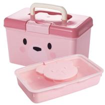 Kit caixa organizadora com alça e porta lenço umedecido ursa Plasutil