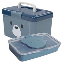 Kit caixa organizadora com alça e porta lenço umedecido urso Plasutil Kit caixa organizadora com alça e porta lenço umedecido urso Plasutil