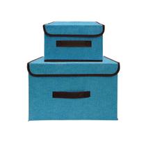 Kit Caixa Organizadora Dobrável com Tampa Alça para Closet Guarda Roupa e Prateleira Brinquedos Multiuso Azul Kit Caixa Organizadora Dobrável com Tampa Alça para Closet Guarda Roupa e Prateleira Brinquedos Multiuso Azul