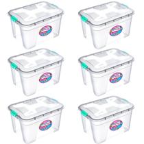 Kit caixa organizadora grande transparente com tampa e travas 20 litros Kit caixa organizadora grande transparente com tampa e travas 20 litros