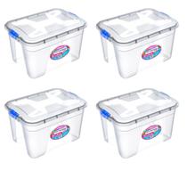 Kit caixa organizadora grande transparente com tampa e travas 30 litros