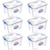 Kit caixa organizadora grande transparente com tampa e travas 30 litros Kit caixa organizadora grande transparente com tampa e travas 30 litros