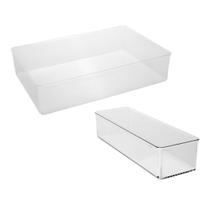 Kit Caixa Organizadora Incolor Guarde Armazene Organize 45cmX15xm e 45cmX30cm Grande