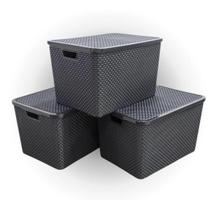 kit Caixa Organizadora Rattan 20l Preto 3 Unidades kit Caixa Organizadora Rattan 20l Preto 3 Unidades