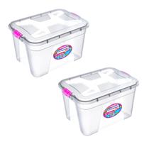 Kit Caixa Organizadora Transparente 12 Litros Com tampa e Travas Kit Caixa Organizadora Transparente 12 Litros Com tampa e Travas
