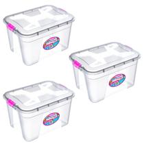 Kit Caixa Organizadora Transparente 12 Litros Com tampa e Travas Kit Caixa Organizadora Transparente 12 Litros Com tampa e Travas