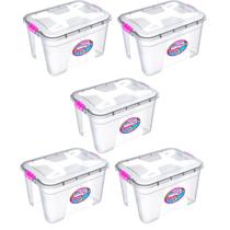 Kit Caixa Organizadora Transparente 12 Litros Com tampa e Travas Kit Caixa Organizadora Transparente 12 Litros Com tampa e Travas