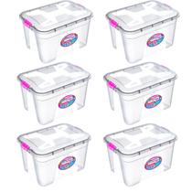 Kit Caixa Organizadora Transparente 12 Litros Com tampa e Travas Kit Caixa Organizadora Transparente 12 Litros Com tampa e Travas