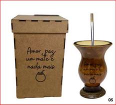 Kit Caixa Pequena + Cuia + Bomba de Chimarrão - Amor, Paz e um mate e nada mais Kit Caixa Pequena + Cuia + Bomba de Chimarrão - Amor, Paz e um mate e nada mais