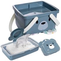 Kit caixa porta fraldas com alça, porta lenço umedecido e saboneteira urso Plasutil Kit caixa porta fraldas com alça, porta lenço umedecido e saboneteira urso Plasutil