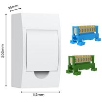 Kit Caixa Quadro Embutir ou Sobrepor Para Disjuntor Din + Borneira Barramento Terra e Neutro Kit Caixa Quadro Embutir ou Sobrepor Para Disjuntor Din + Borneira Barramento Terra e Neutro