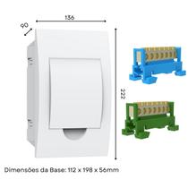 Kit Caixa Quadro Embutir ou Sobrepor Para Disjuntor Din + Borneira Barramento Terra e Neutro