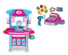 Kit Caixa Registradora + Mercadinho da Barbie c/ Acessórios Kit Caixa Registradora + Mercadinho da Barbie c/ Acessórios