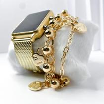 Kit caixa relógio dourado metal led digital quadrado e pulseira feminina estilosa