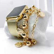 Kit caixa relógio dourado metal led digital quadrado e pulseira feminina tendência