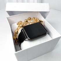 Kit caixa relógio preto metal led digital quadrado e pulseira feminina