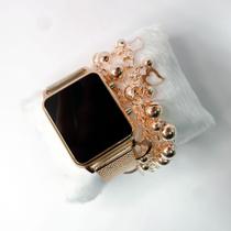 Kit caixa relógio rose gold metal led digital quadrado e pulseira feminina moderna alta qualidade