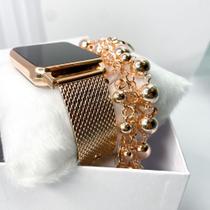 Kit caixa relógio rose gold metal led digital quadrado e pulseira feminina moderna elegante